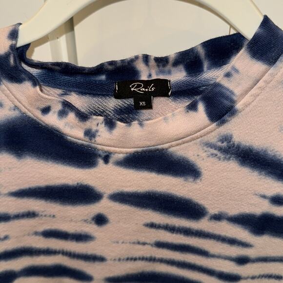 Rails Ramona Tie Dye Striped Sweater Sweatshirt In Indigo Blue and Pink XS - Picture 3 of 7